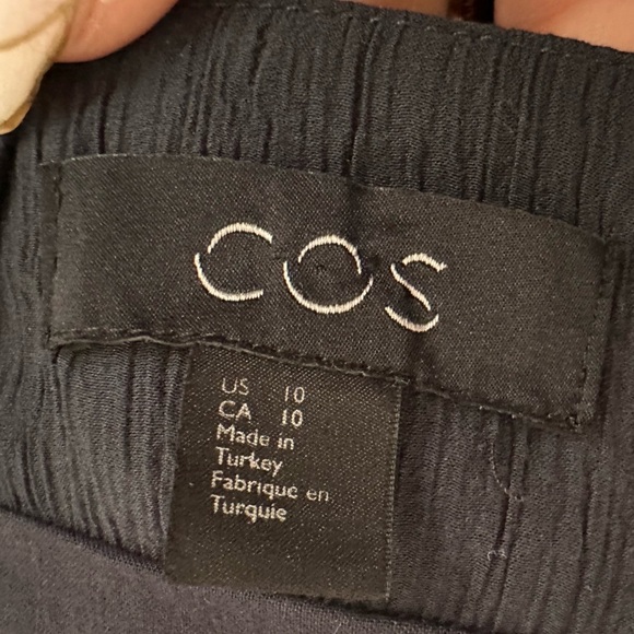 COS Black Tie Front Sheath Midi Dress in Navy Blue - Size 10 - Picture 6 of 8